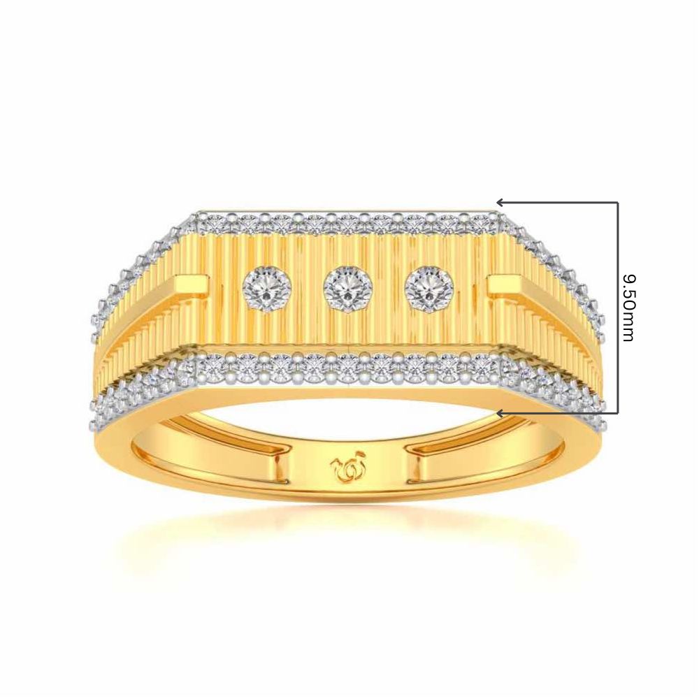 Stripped Silver Ring For Men - Yellow Gold - Image 5
