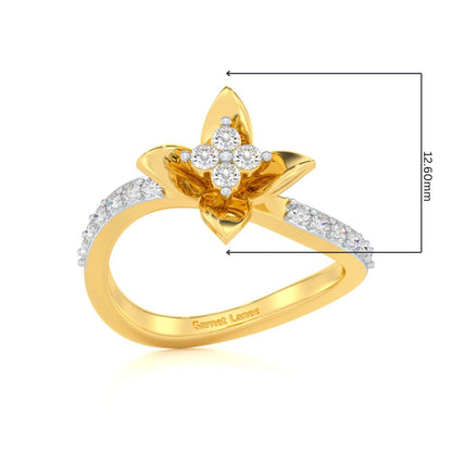 Rustic Bloom Silver Ring - Yellow Gold - Image 5