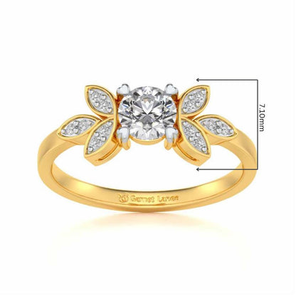 Flourish Solitaire Silver Ring - Yellow Gold - Image 5