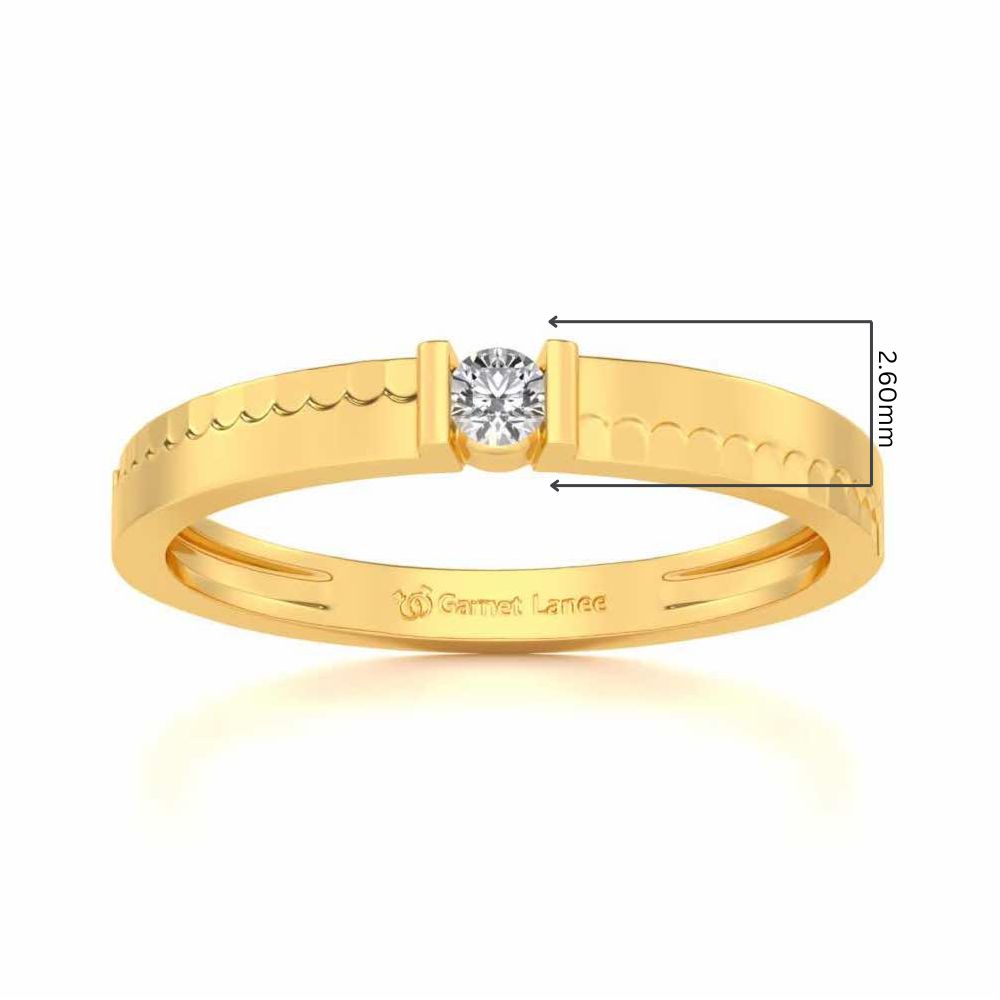 Edged Solitaire Silver Ring - Yellow Gold - Image 5