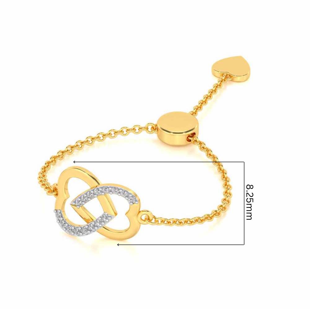 Twining Heart Adjustable Silver Ring - Yellow Gold - Image 5