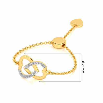 Twining Heart Adjustable Silver Ring - Yellow Gold - Image 5
