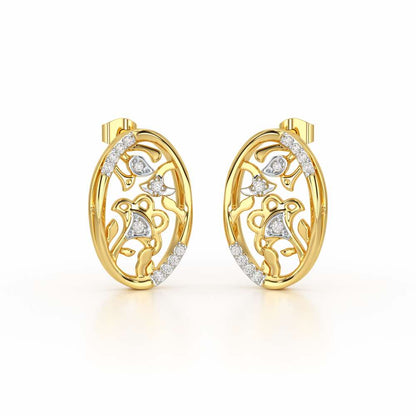 Ornate Glow Silver Earring Studs - Yellow Gold - Image 2