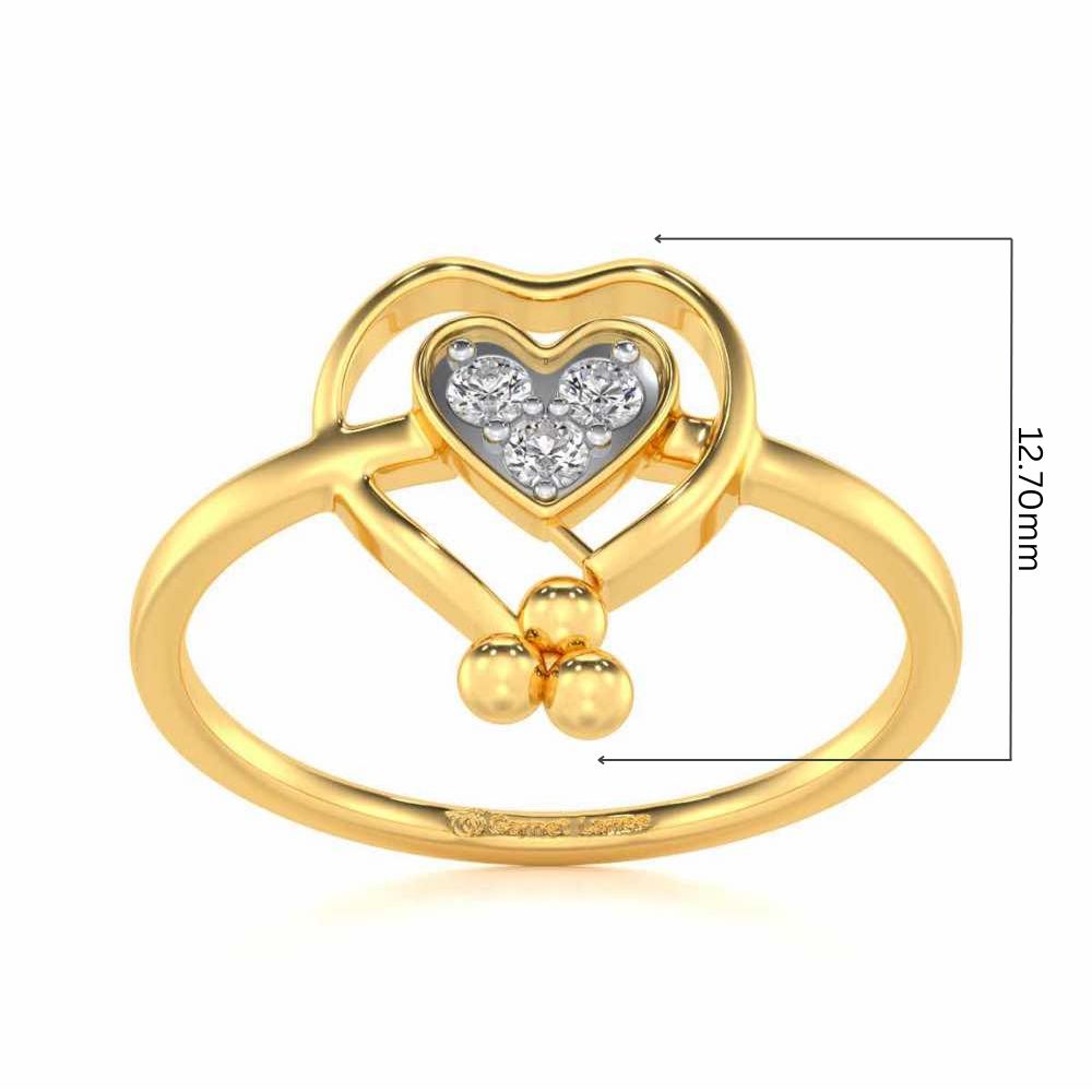 Ringing Heart Silver Ring - Yellow Gold - Image 5