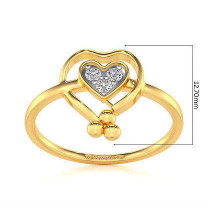 Ringing Heart Silver Ring - Yellow Gold - Image 5