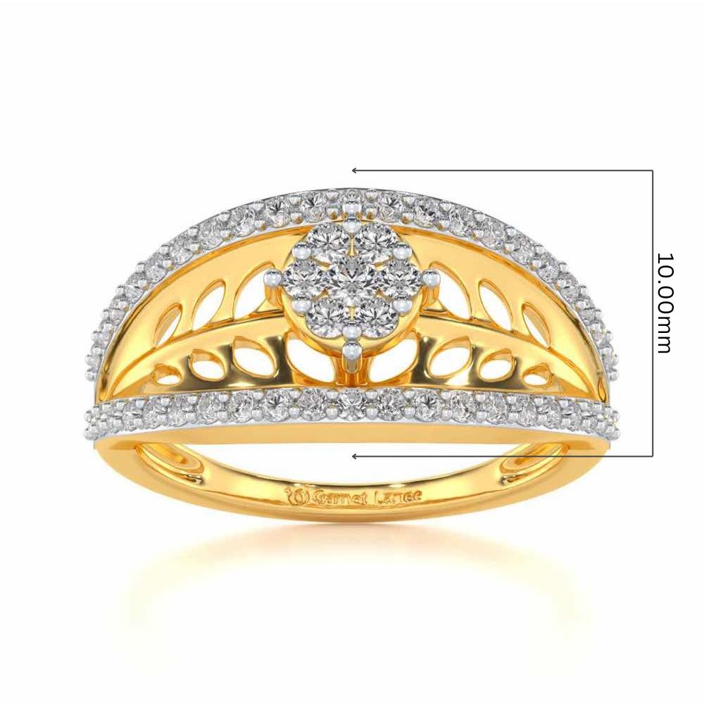 Flower Bouquet Silver Ring - Yellow Gold - Image 5