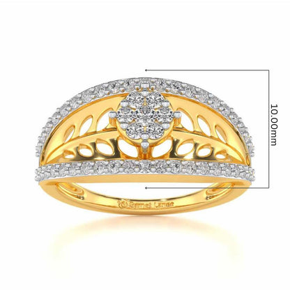 Flower Bouquet Silver Ring - Yellow Gold - Image 5