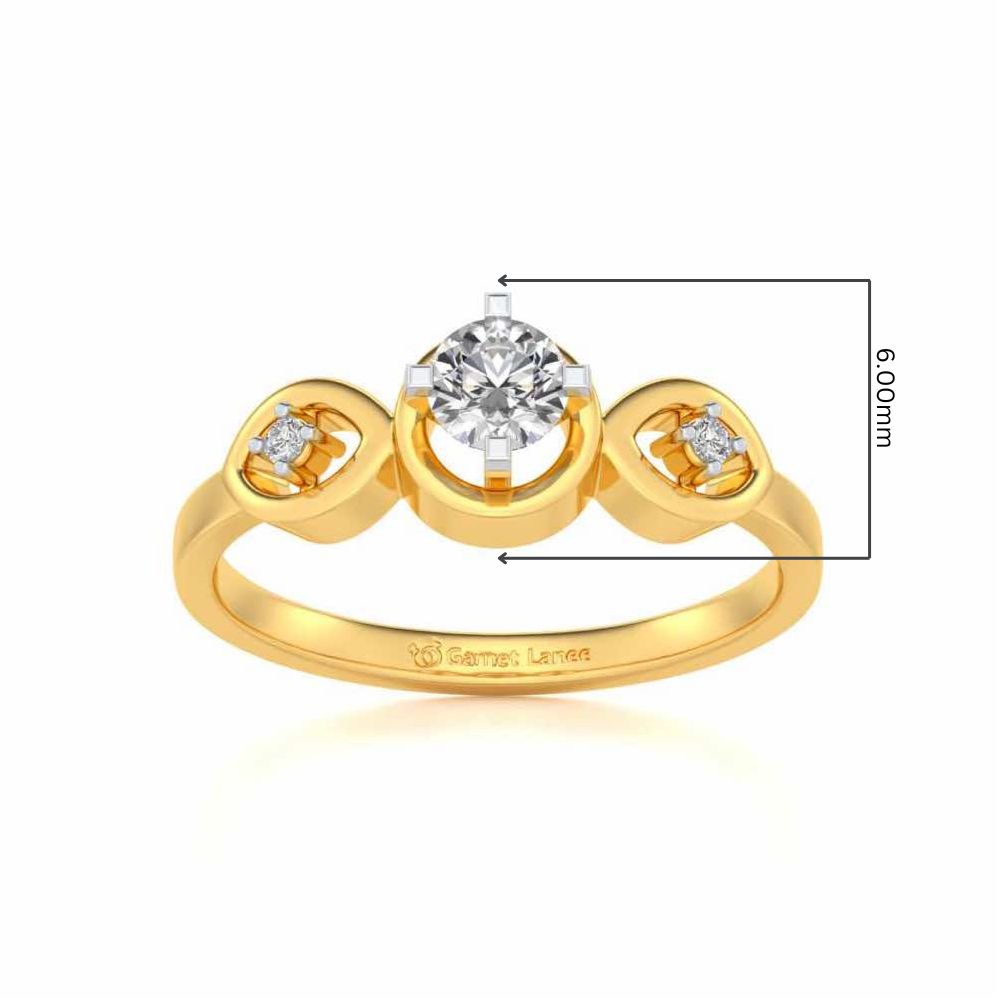 Eyes Speak Solitaire Silver Ring - Yellow Gold - Image 5