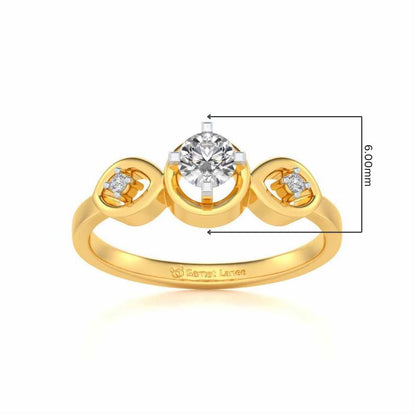 Eyes Speak Solitaire Silver Ring - Yellow Gold - Image 5