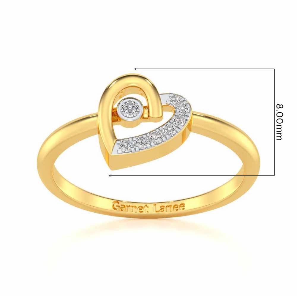 Simple Heart Silver Ring - Yellow Gold - Image 5