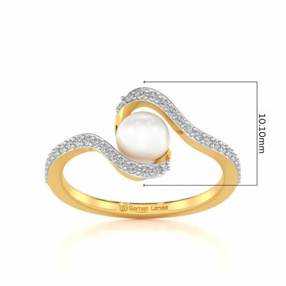 Vibe Silver Pearl Ring - Yellow Gold - Image 5