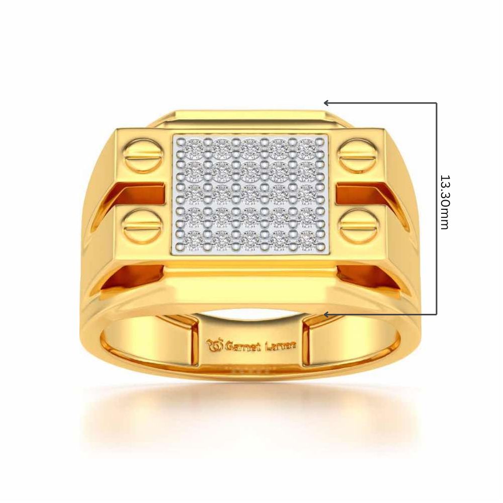 Grandeur Silver Ring For Men - Yellow Gold - Image 5