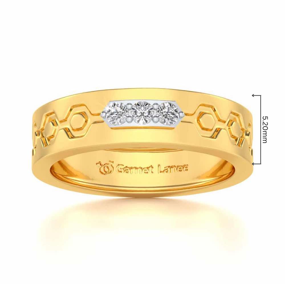 Hexa Silver Band Ring - Yellow Gold - Image 5