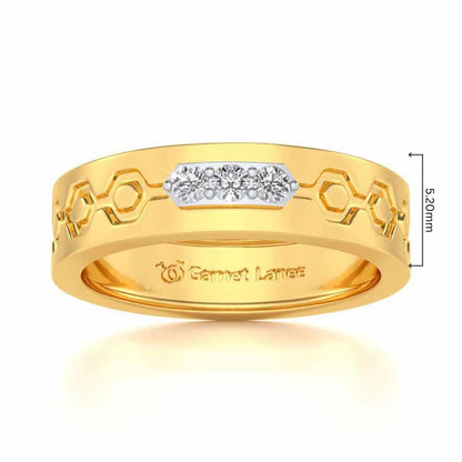 Hexa Silver Band Ring - Yellow Gold - Image 5