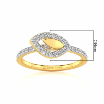 Dainty Leaf Silver Ring - Yellow Gold - Image 5