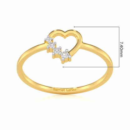 Oceanic Heart Silver Ring - Yellow Gold - Image 5