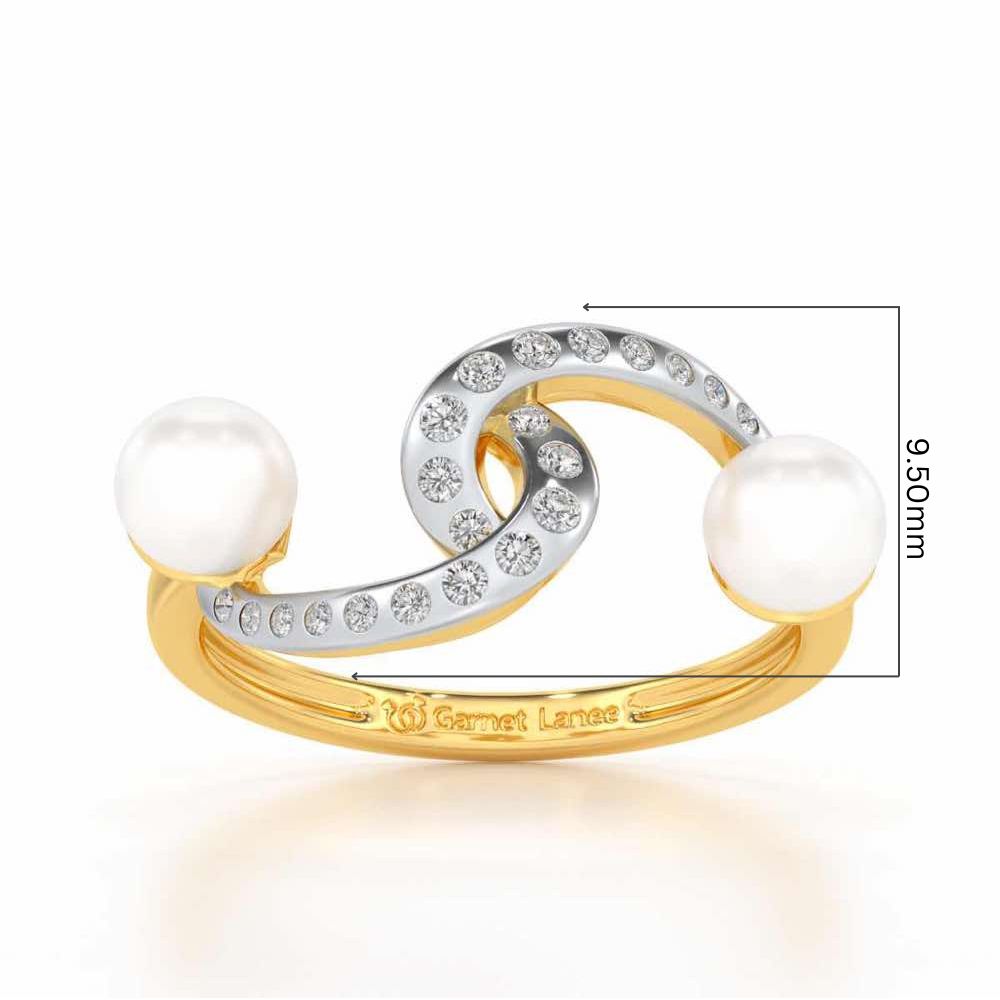 Swirl Twirl Silver Pearl Ring - Yellow Gold - Image 5