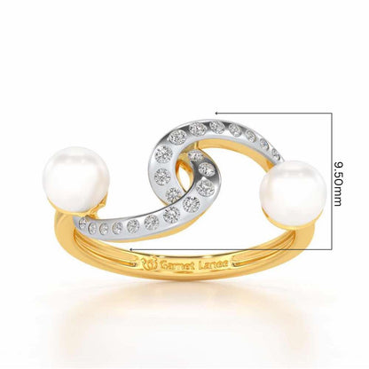 Swirl Twirl Silver Pearl Ring - Yellow Gold - Image 5