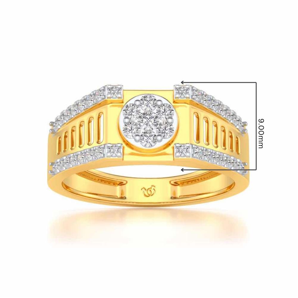 Groovy Ladder Silver Ring For Men - Yellow Gold - Image 5