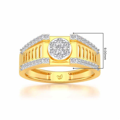 Groovy Ladder Silver Ring For Men - Yellow Gold - Image 5