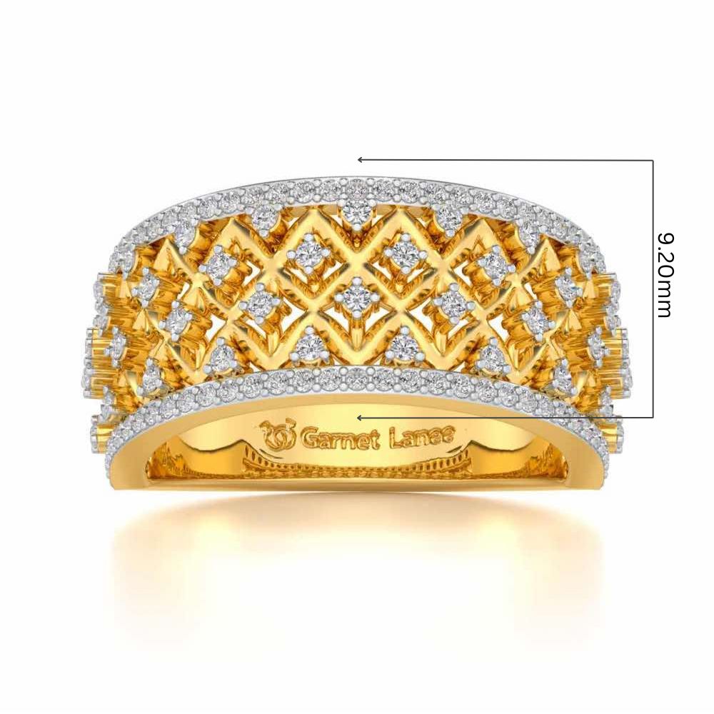 Just Lattice Silver Band Ring - Yellow Gold - Image 5