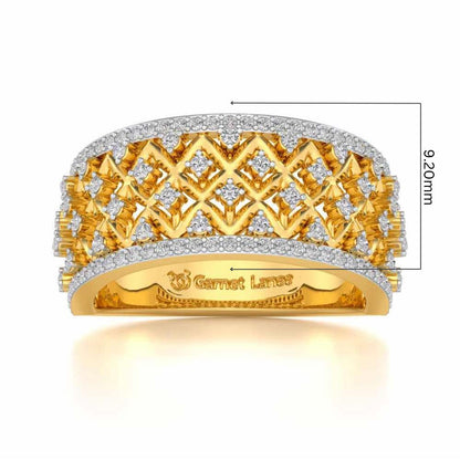 Just Lattice Silver Band Ring - Yellow Gold - Image 5