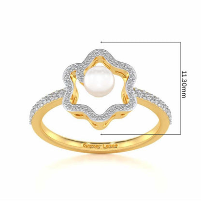 Little Shine Silver Pearl Ring - Yellow Gold - Image 5