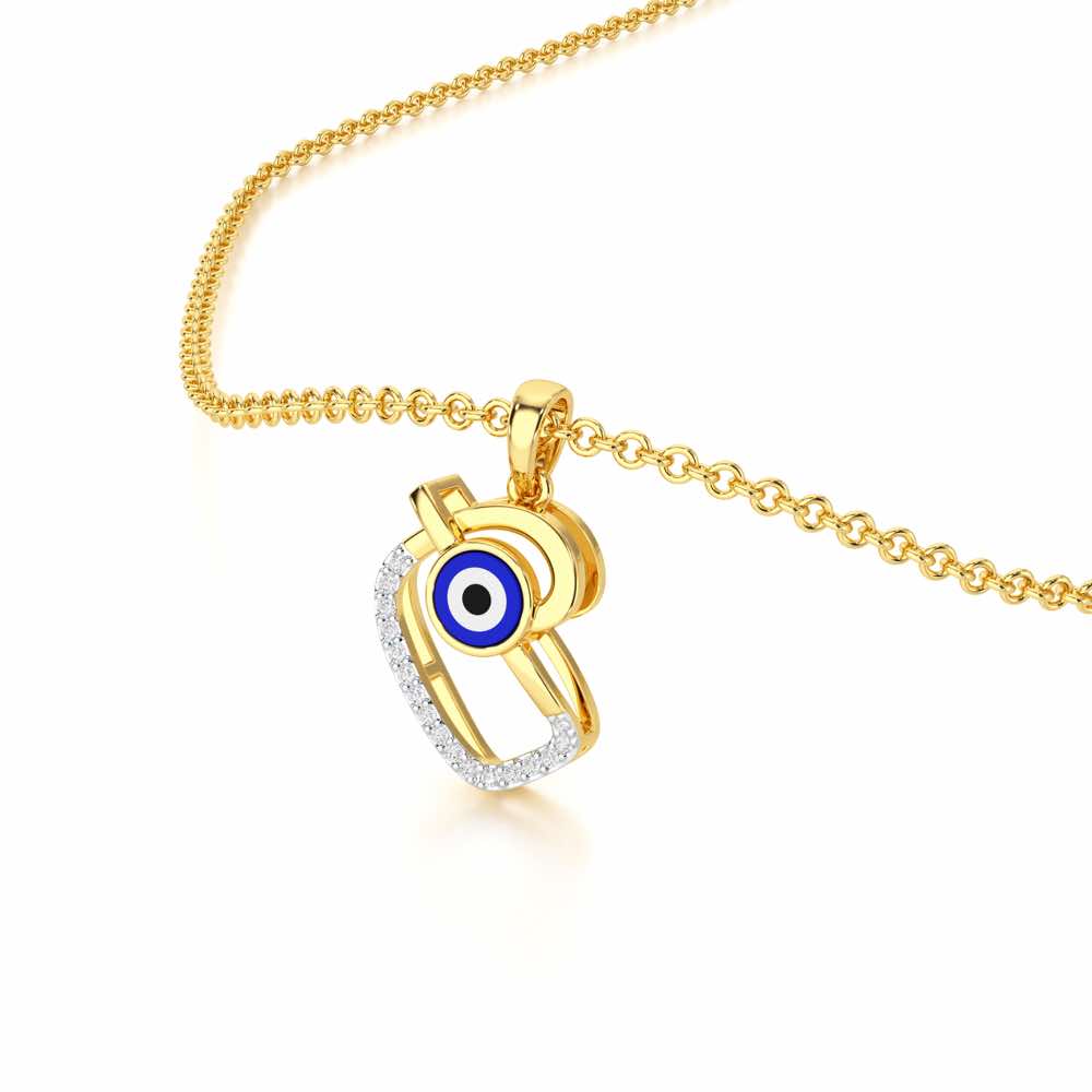 Eye of Fortune Silver Pendant - Yellow Gold - Image 2