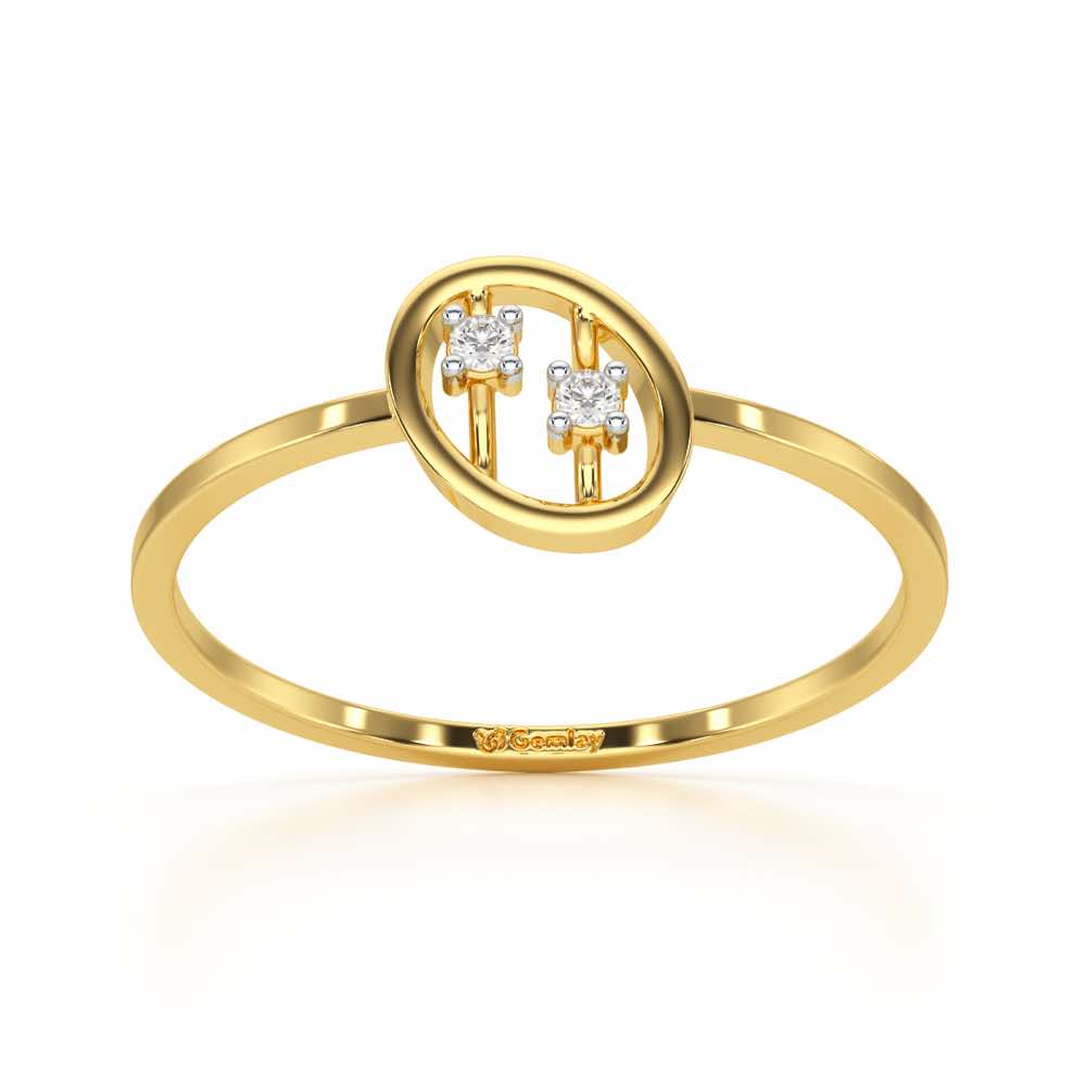 Twin Shine Silver Ring - Yellow Gold - Image 2