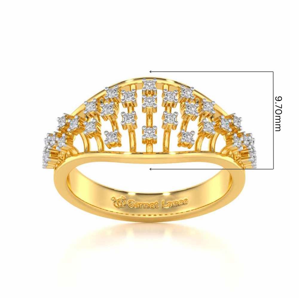 Grandiose Sparkle Silver Band Ring - Yellow Gold - Image 5