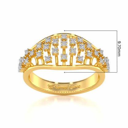 Grandiose Sparkle Silver Band Ring - Yellow Gold - Image 5