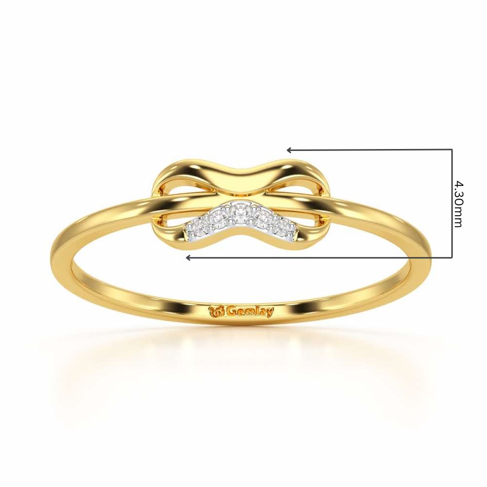 Quirky Wave Silver Ring - Yellow Gold - Image 2