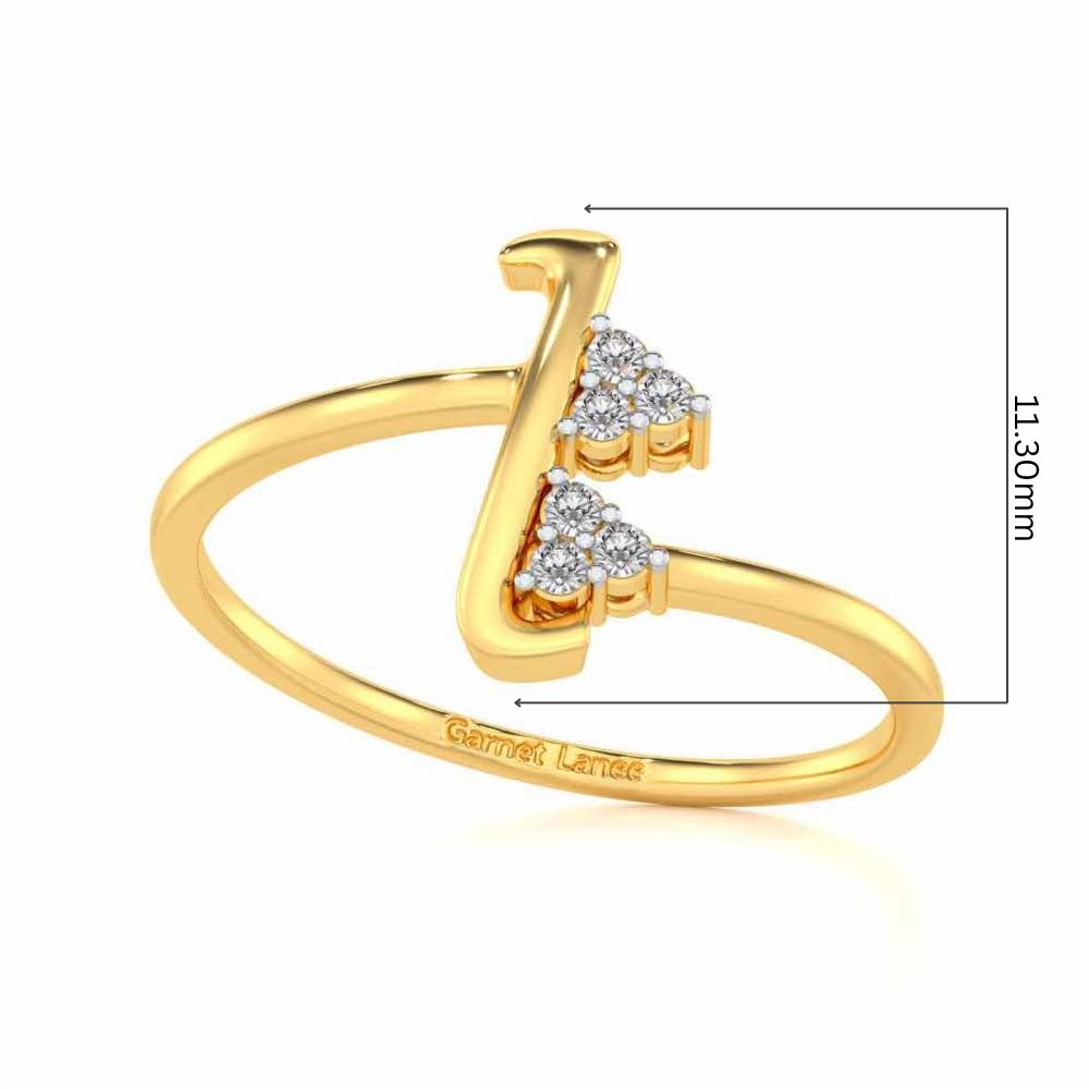 Letter L Silver Ring - Yellow Gold - Image 5