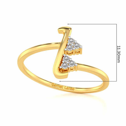 Letter L Silver Ring - Yellow Gold - Image 5
