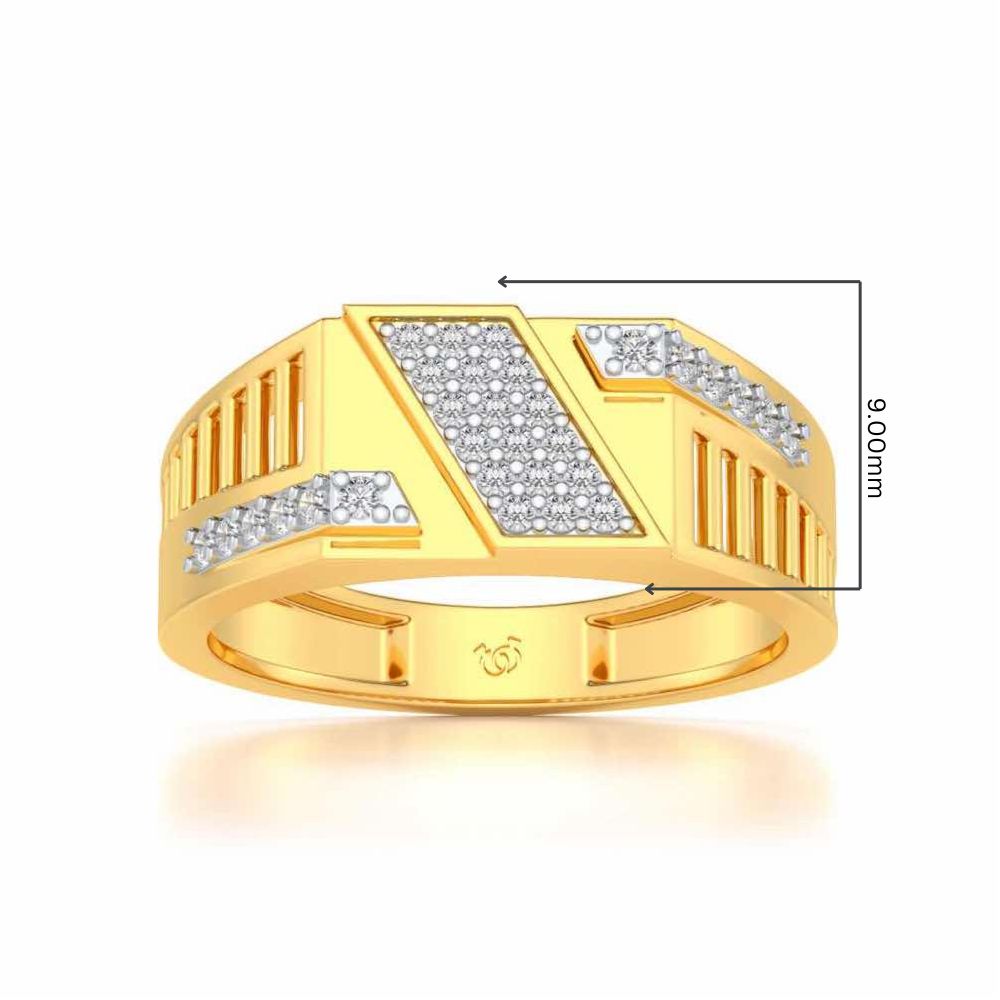 Slant Shine Silver Ring For Men - Yellow Gold - Image 5