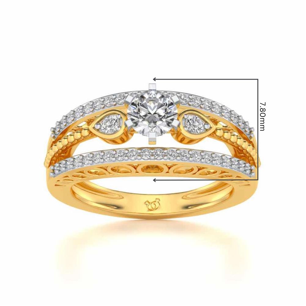 Stately Charm Solitaire Silver Ring - Yellow Gold - Image 5
