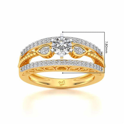 Stately Charm Solitaire Silver Ring - Yellow Gold - Image 5