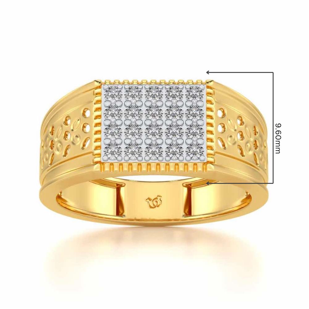 Zircon Silver Ring For Men - Yellow Gold - Image 5