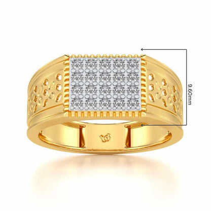 Zircon Silver Ring For Men - Yellow Gold - Image 5