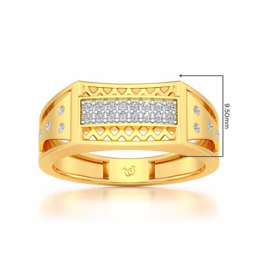 Wavy Strip Silver Ring For Men - Yellow Gold - Image 5