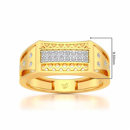 Wavy Strip Silver Ring For Men - Yellow Gold - Image 5