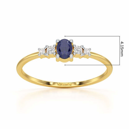 Blue Shimmer Silver Ring - Yellow Gold - Image 5