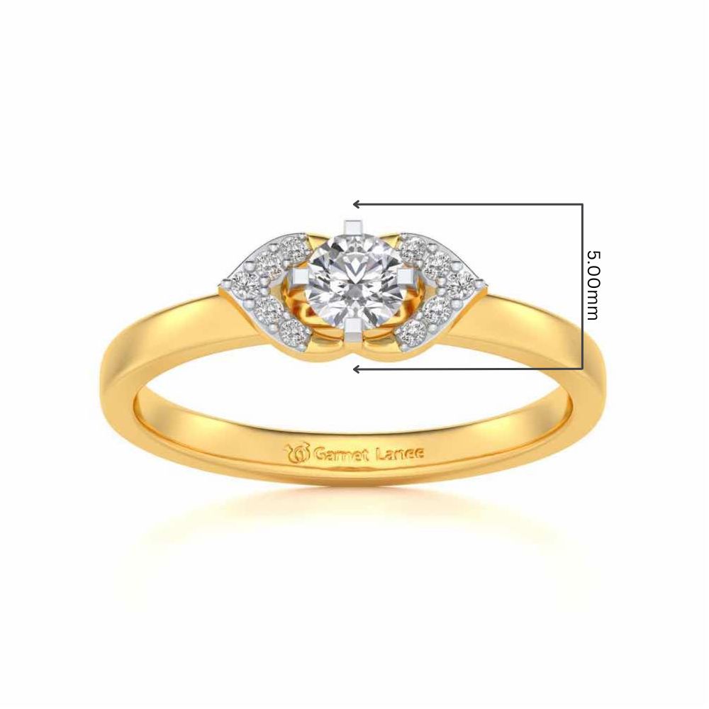 Petaled Solitaire Silver Ring - Yellow Gold - Image 5