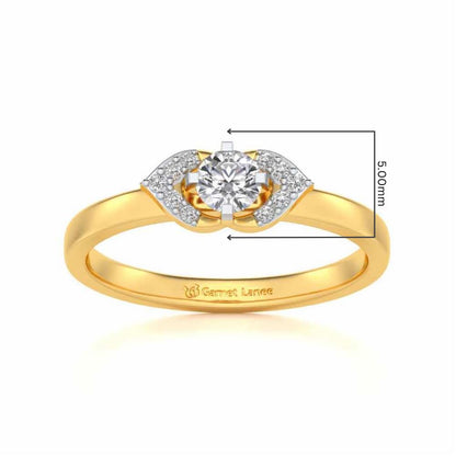 Petaled Solitaire Silver Ring - Yellow Gold - Image 5