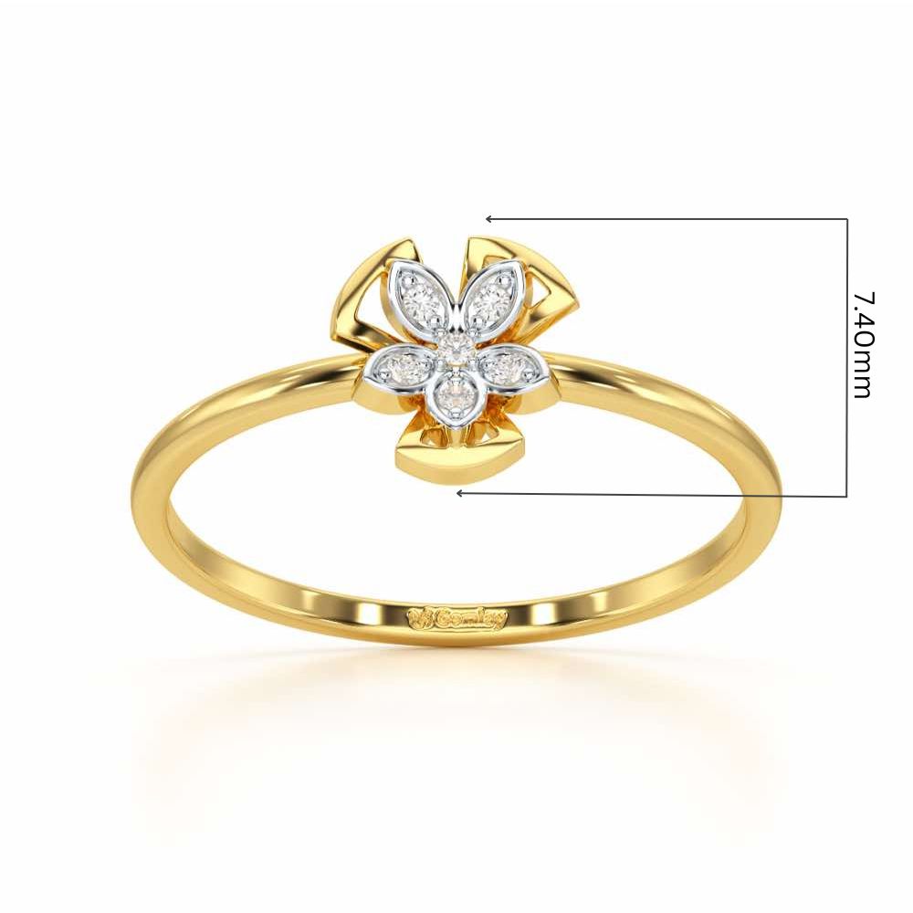 Dainty Flower Silver Ring - Yellow Gold - Image 5