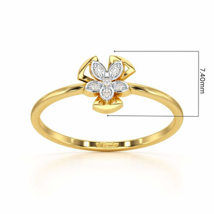 Dainty Flower Silver Ring - Yellow Gold - Image 5