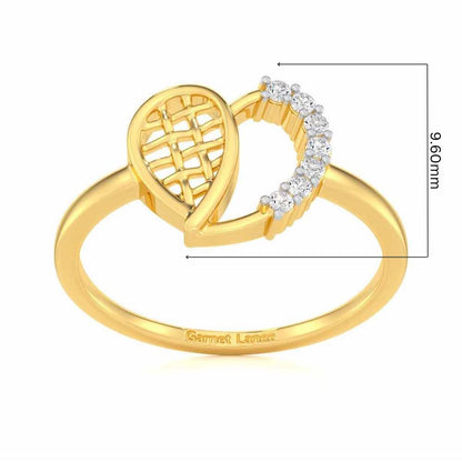 Checkered Heart Silver Ring - Yellow Gold - Image 5