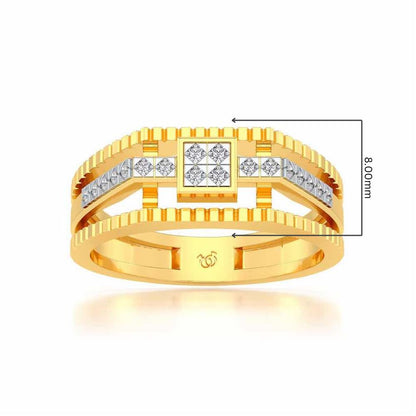 Tri-Band Ring For Men - Yellow Gold - Image 5