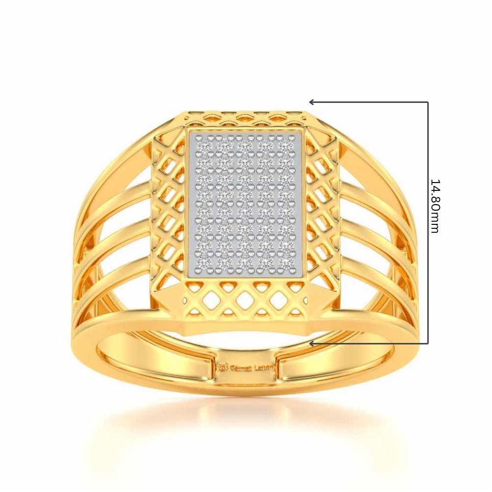 Taksh Silver Ring For Men - Yellow Gold - Image 5