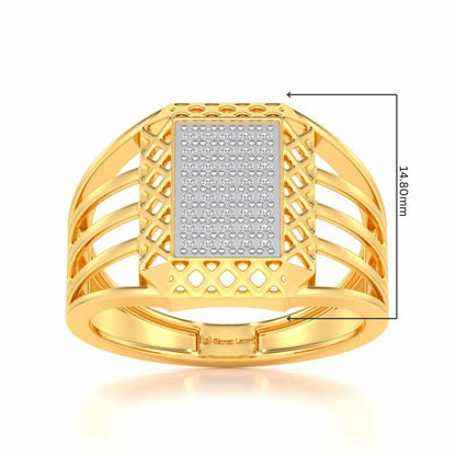 Taksh Silver Ring For Men - Yellow Gold - Image 5